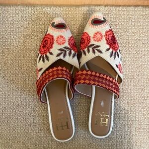 Haute Hippie Embroidered Floral Pointed Flats